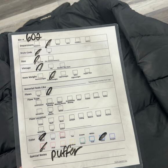 Vintage 90s Polo Sport Ralph Lauren Black Blue Mens XL Zip Up Down Puffer Jacket - Picture 8 of 13